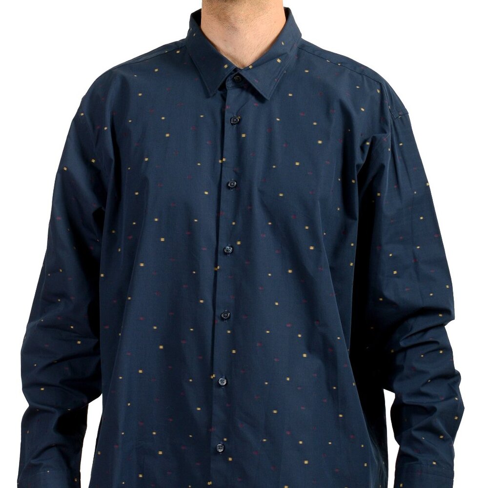Hugo Boss Men's "Ronni_F_BT" Geometric Print Long Sleeve Shirt US 5XL IT 62